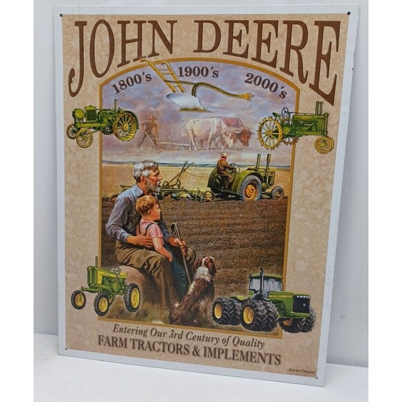 John Deere Metal Sign Farm Tractor & Implements Entering Our 3rd Century 16x12.5 - Picture 1 of 9